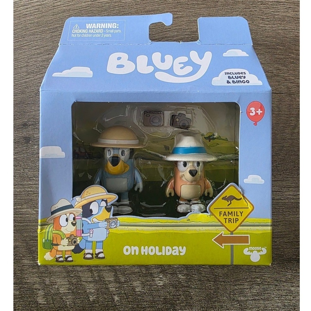 Bluey On Holiday Figure 2-Pack Bluey and Bingo Family Trip Moose Toys NEW